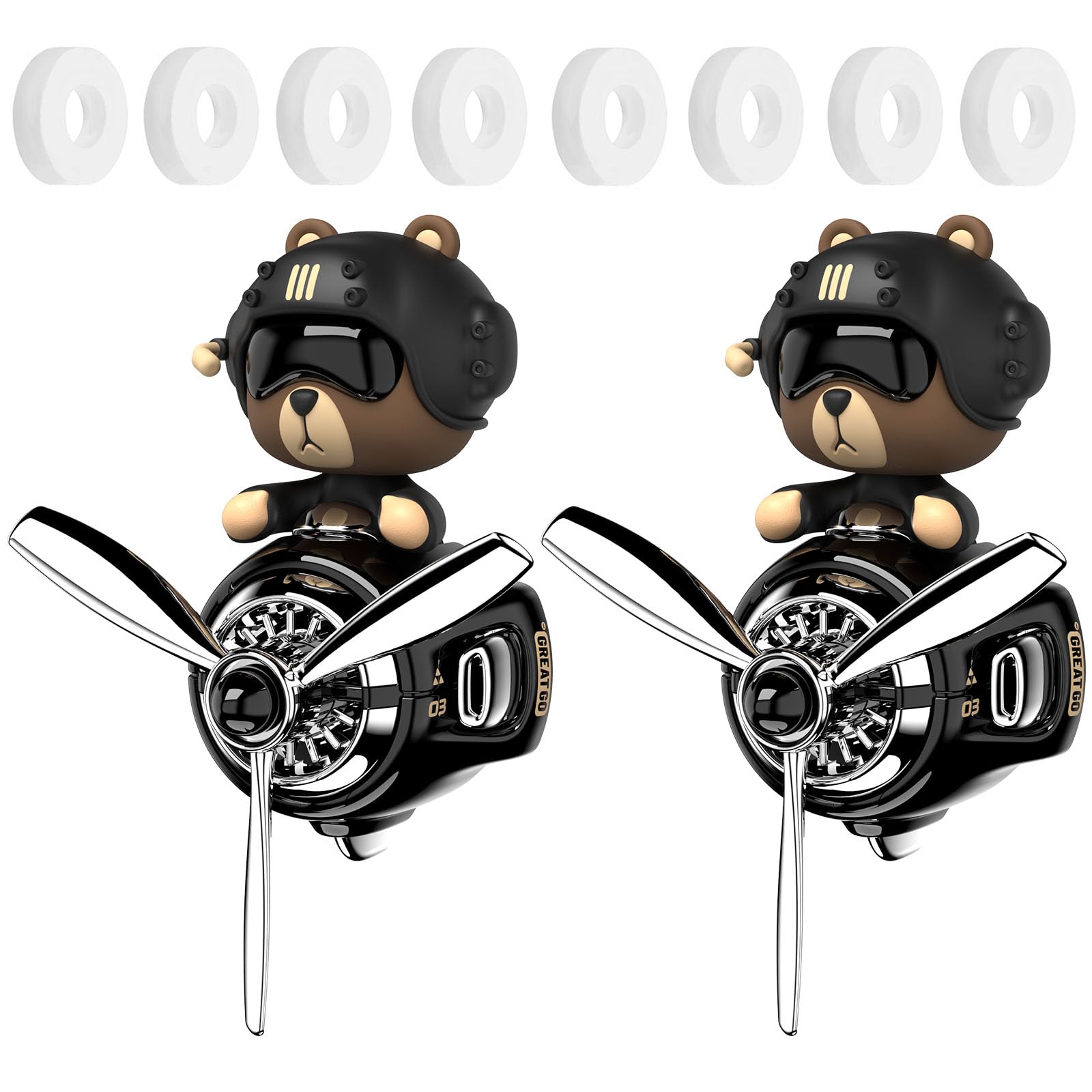 2 ambientadores para automóvil, difusor creativo de perfume para coche, accesorios automotrices, decoración de ventilación de aire con 8 tabletas aromáticas (negro 1+negro 1, M)