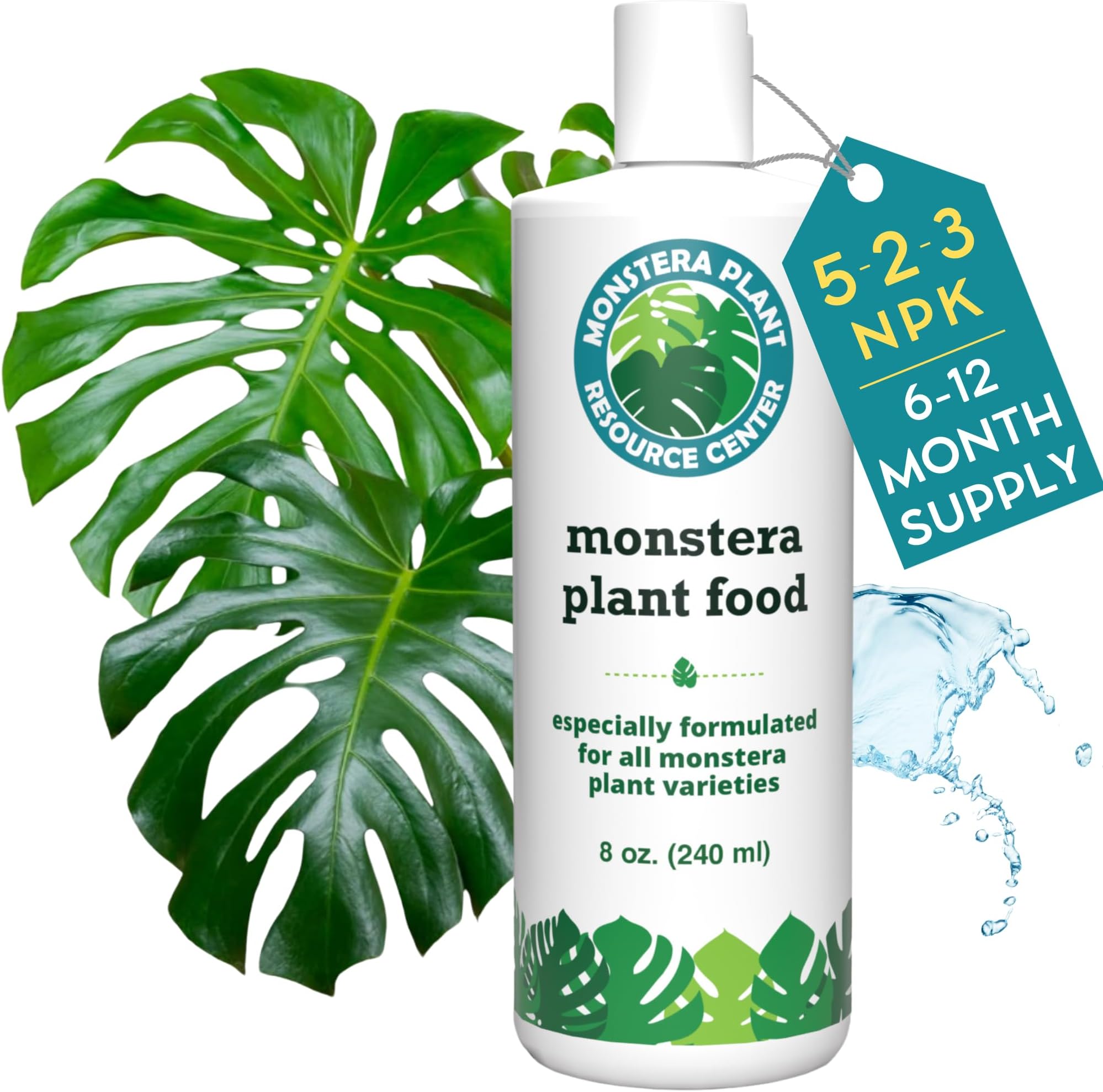 Houseplant Resource Center Monstera Plant Food with NPK 5-2-3 Ratio – Liquid Formulation Supports Optimal Nutrient Dispersal and Balanced Nitrogen Response for Strong Root Growth