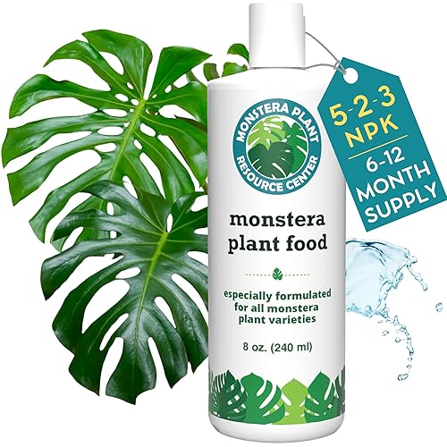 Monstera Plant Food - Fertilizante líquido rico en nutrientes de primera calidad (5-2-3 NPK) para Monstera Deliciosa y otras plantas tropicales