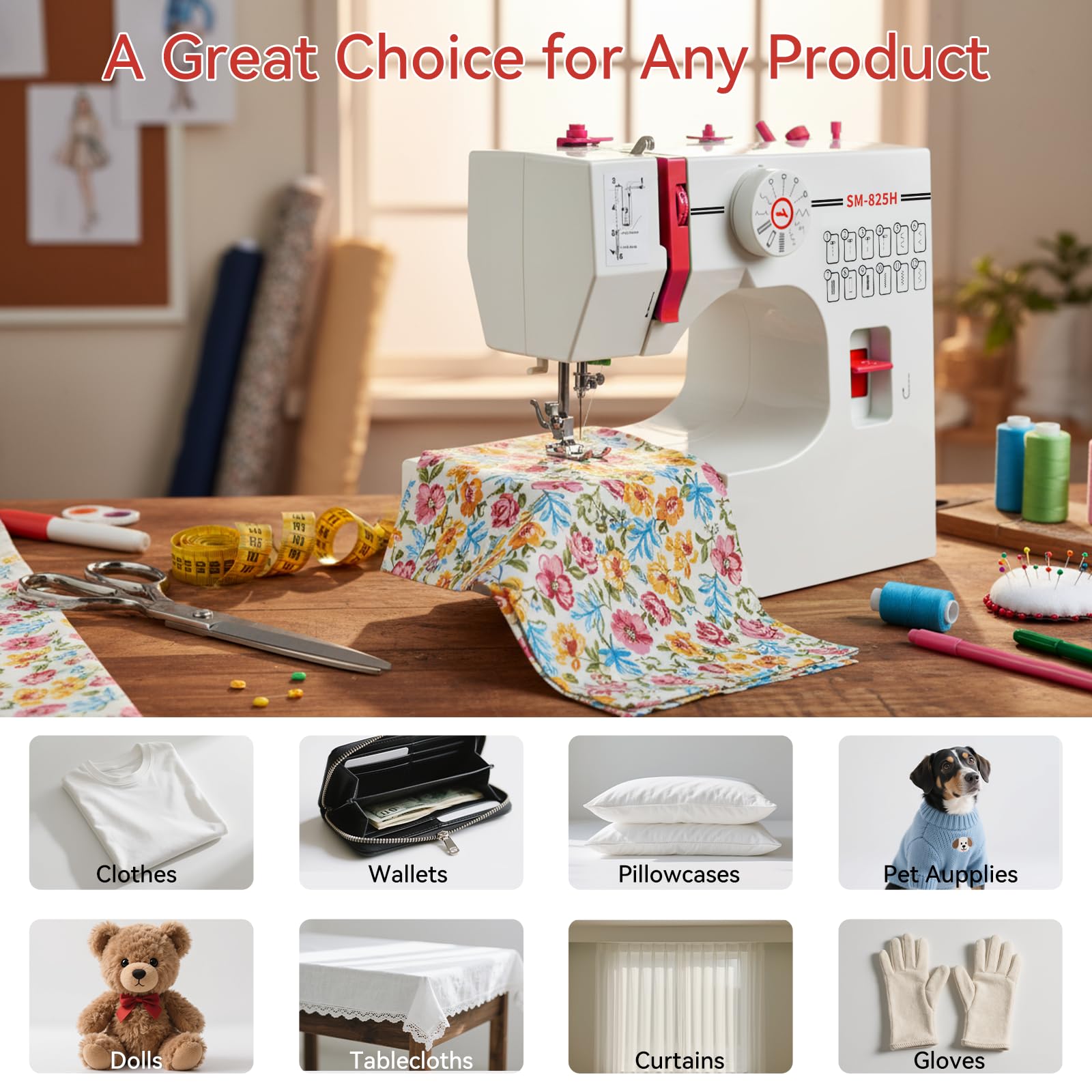 Nähmaschine für Kinder und Anfänger, 12 Stichmuster Overlock Nähmaschine, Portable Mini Sewing Machine mit Nähzubehör-Set, Elektrische Haushalts Nähmaschinen Klein für DIY, Kleidung Rot