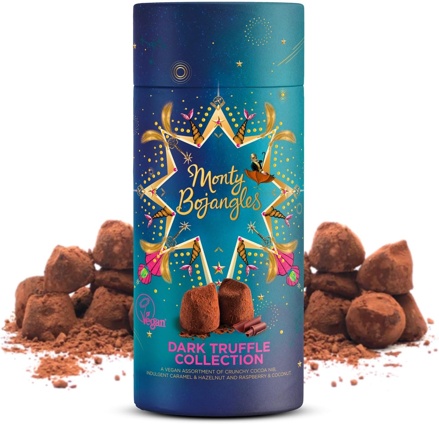 Monty Bojangles Vegan Cocoa Dusted Truffles Selection Tube (135g) 3 x