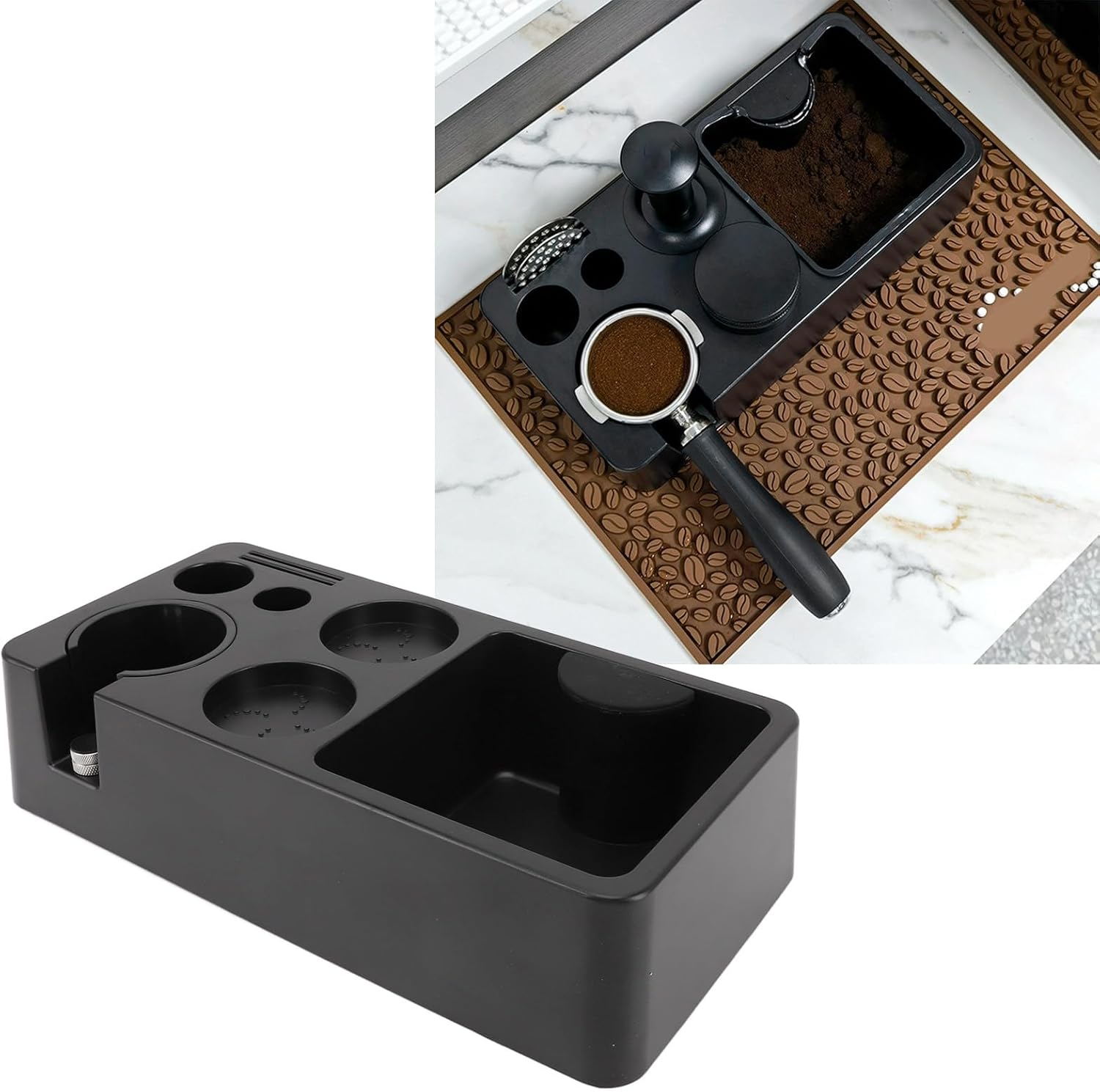 Yosoo Health Gear Espresso Organizer, Tamper Abs Modern Coffee Tamping Station, Multifunctional Coffee Filter Tamper Holder, Knock Box For Bar Home Kitchen Cafe