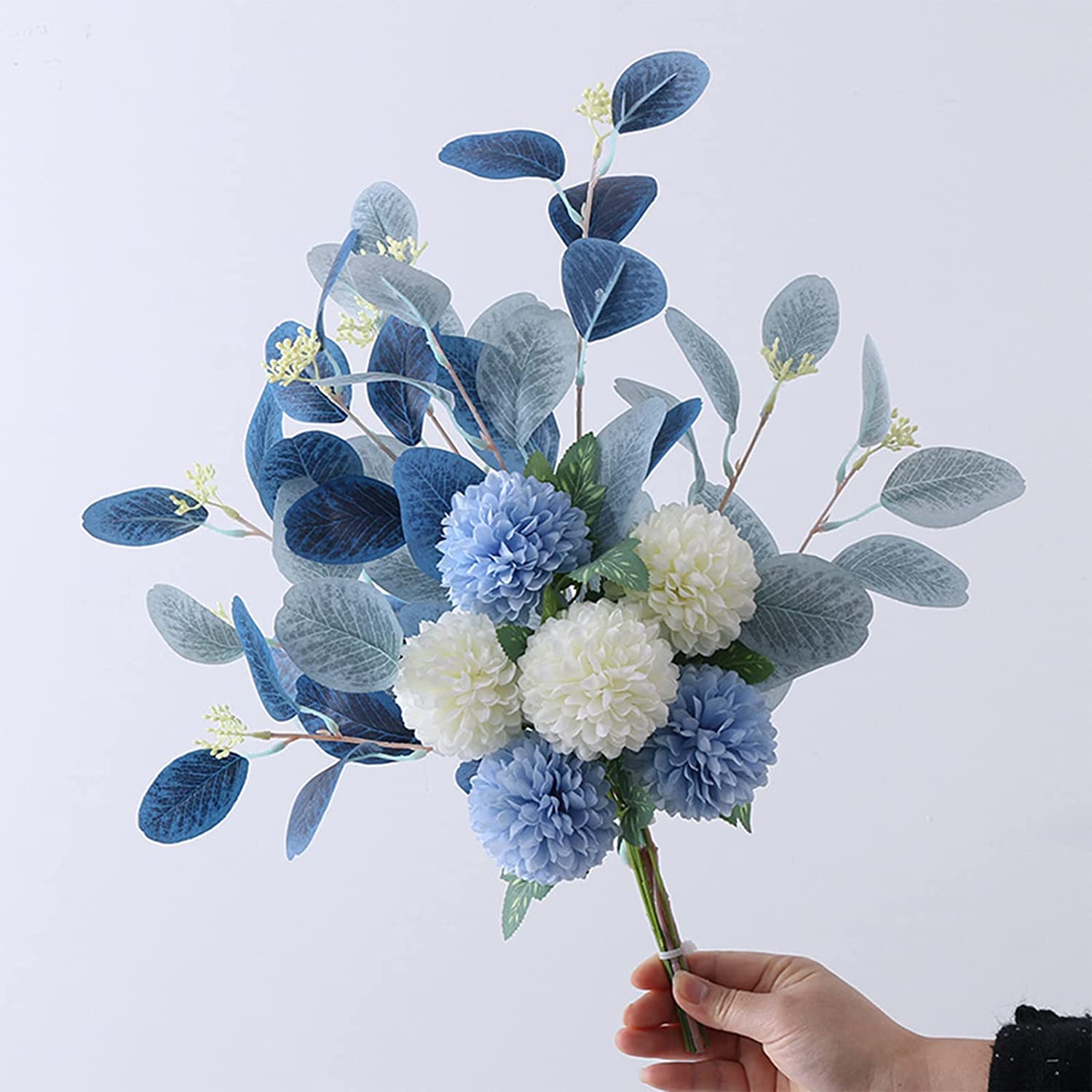 ASTRYAS Künstliche Blumen (4 Sträuße) – Weiße Seiden-Chrysanthemen, Hortensien & Rosen, Für Deko & Tafel