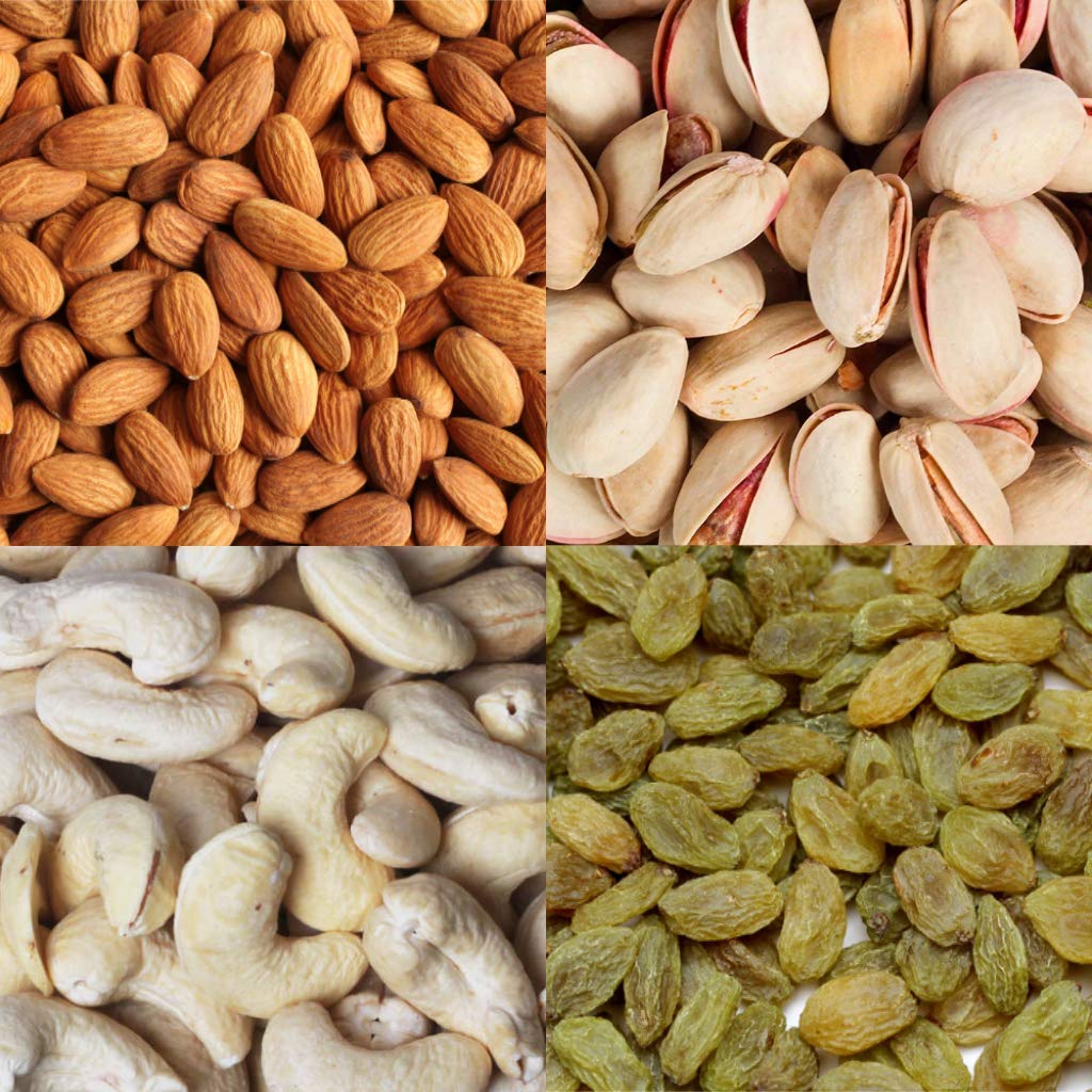 Combo of dryfruit dry nuts snack nuts natural whole raw| 1 kg [250g x 4] [almond badam, Cashew kaju kajjus, Pistachios, Raisins kishmish]