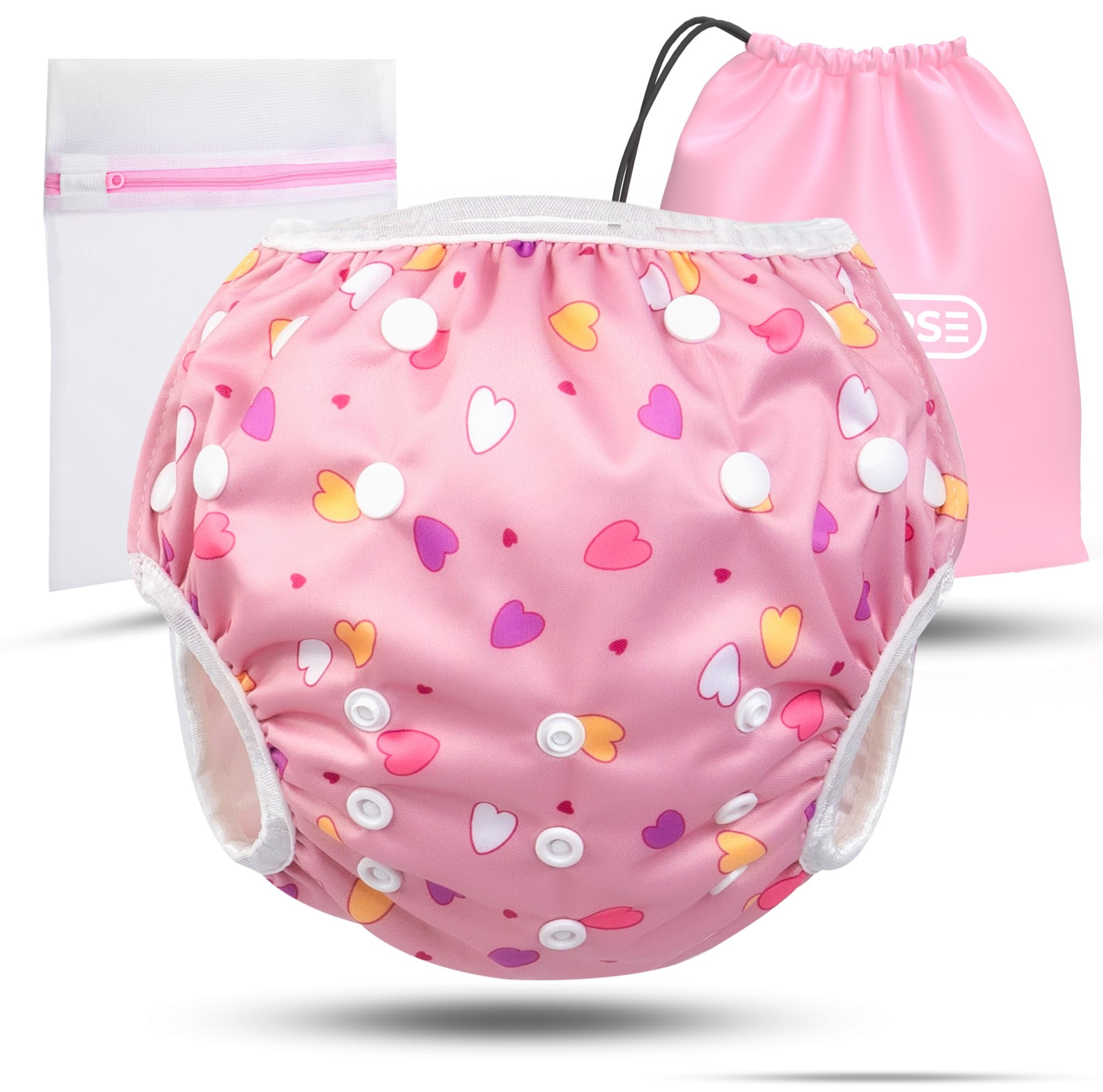KIDVERSE Baby Swim Nappy Aged 0-3 Years - Reusable Nappies - Skin-Friendly & Highly Absorbent Swim Nappy - Baby Swimming Nappies with Pocket & Laundry Bag
