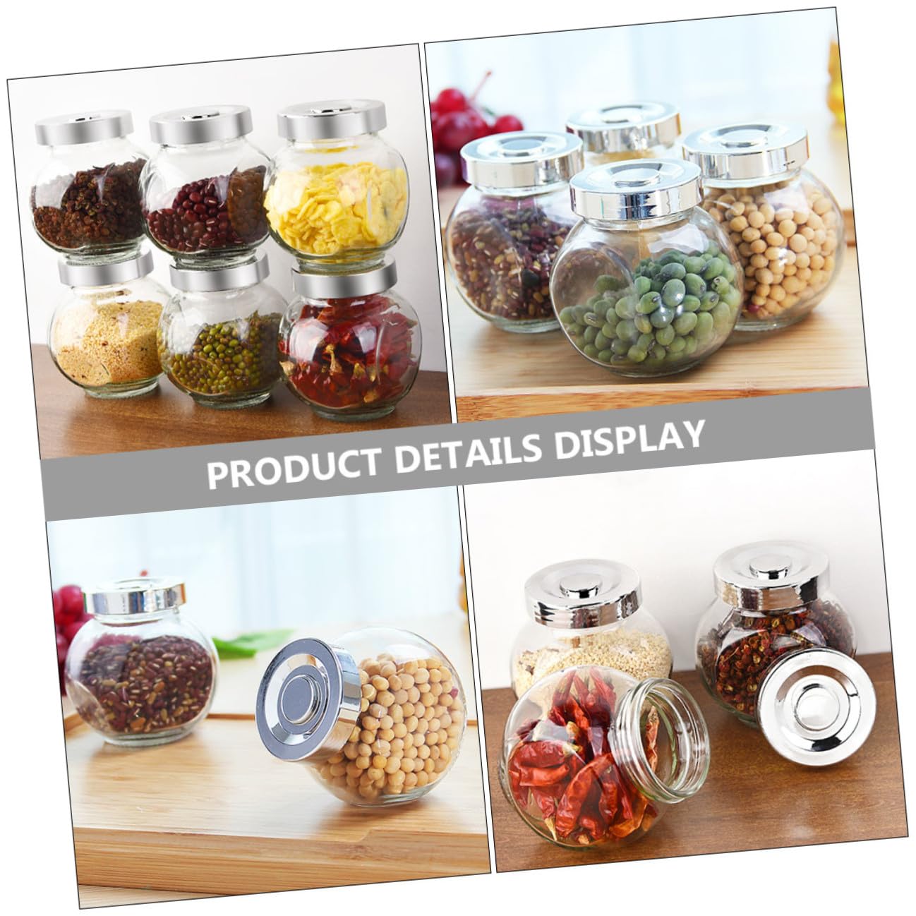DOITOOL 8 Tarros de Cristal para Almacenar Alimentos y Cereales, Botes Organizadores de Cocina Tapa Hermética, Vidrio Transparente