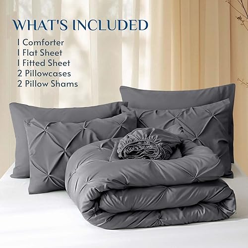 Miniatura 6 de JOLLYVOGUE Juego de edredón tamaño queen de 7 piezas Juego de ropa de cama tamaño queen en una bolsa para todas las estaciones, juegos de edredón