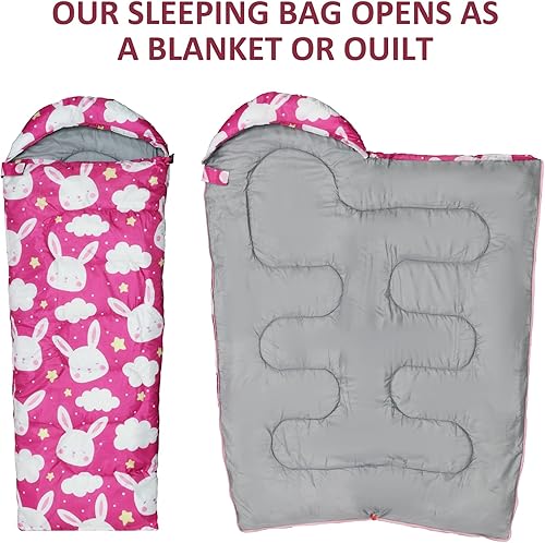 Miniatura 6 de Sacos de dormir para niños - Sacos de dormir para acampar con bolsa de transporte - Saco de dormir compacto para senderismo, mochilero para 3