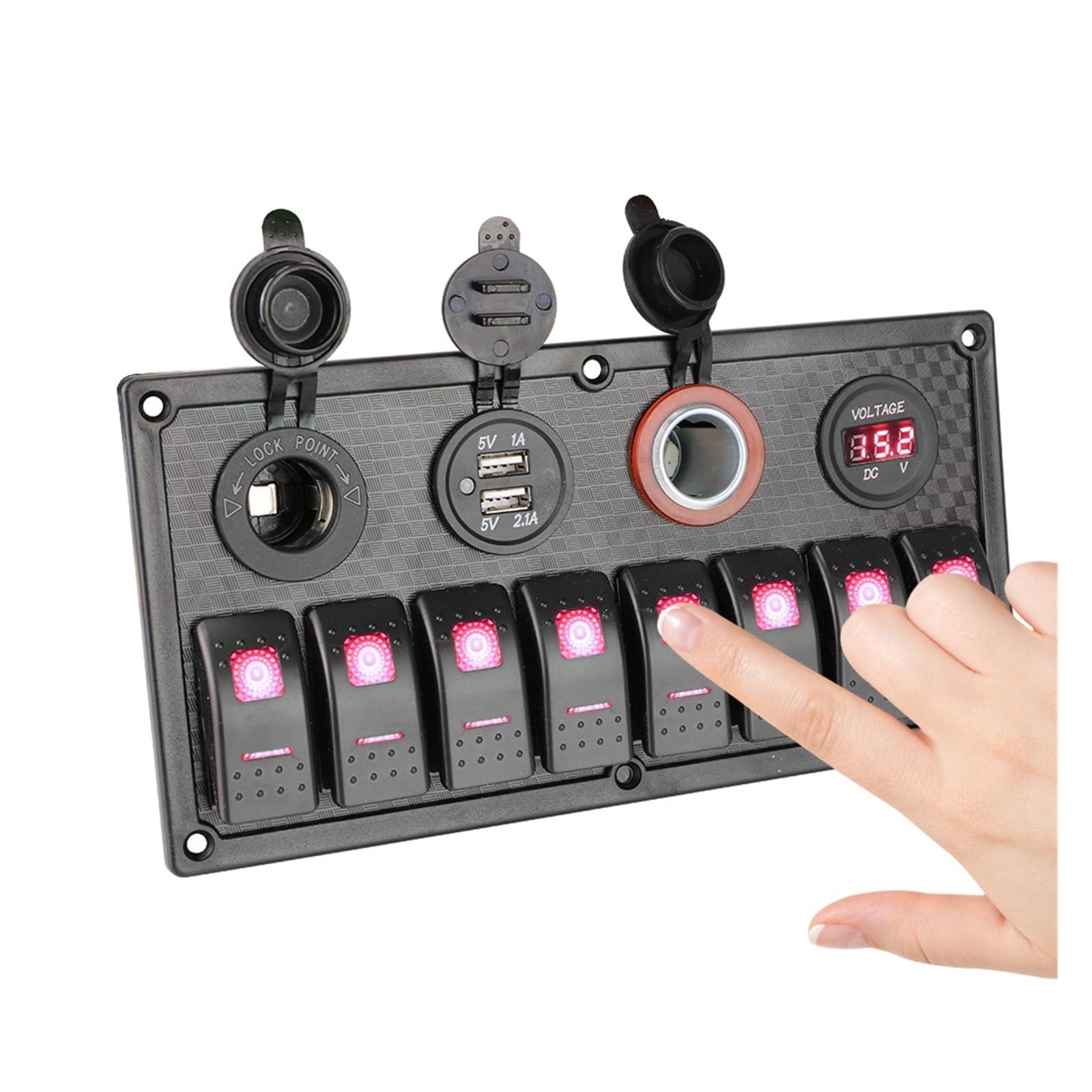 24V 12V Switch Panel 8 Pulsanti Car Light Toggle Caricabatterie USB Adattatore di Alimentazione Caravan Accessori for Barca Van Truck Trailer Marine (Color : Groen)