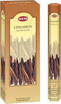 Hem Cinnamon Incense Sticks 120 Sticks, 6 Boxes Inside - 9 Inches Long, 20g per Box - Perfect for Meditation, Rituals,Cleansing & Yoga.