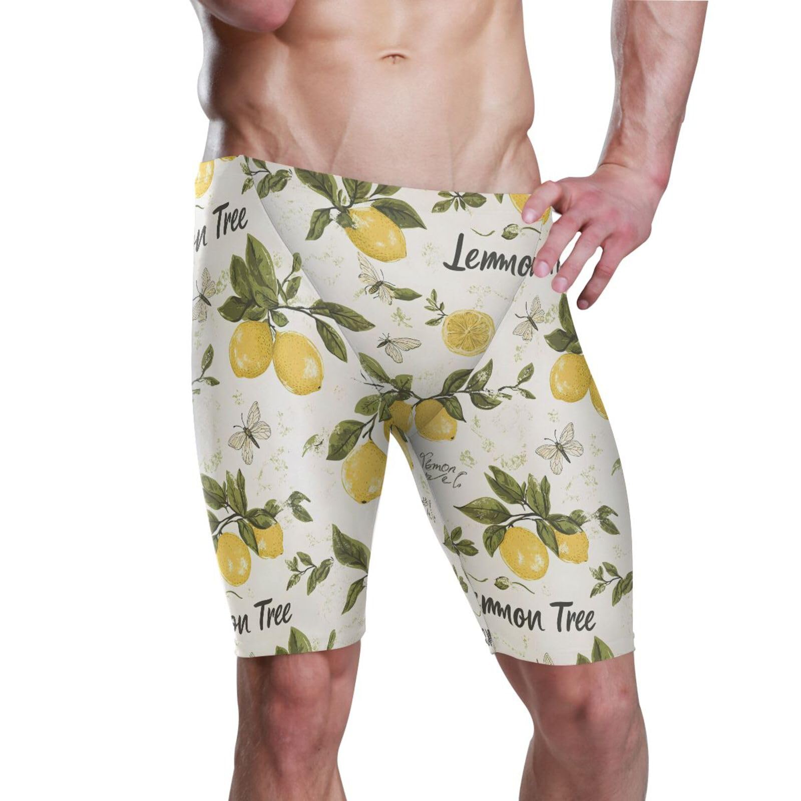 UMIRIKO Mens Swim Shorts Trunks Swimsuit Lemon Men's Athletic Swimwear Jammers XL 202b8167