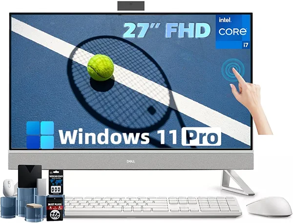 Dell Inspiron 27-inch All-in-One Desktop Computer, 27" FHD Touchscreen, Core 7 150U(Up to 5.4 GHz), Wireless KB & Mouse, NVIDIA GeForce MX570A GDDR6, Wi-Fi 6E, Windows 11 Pro (32GB RAM, 1TB SSD)