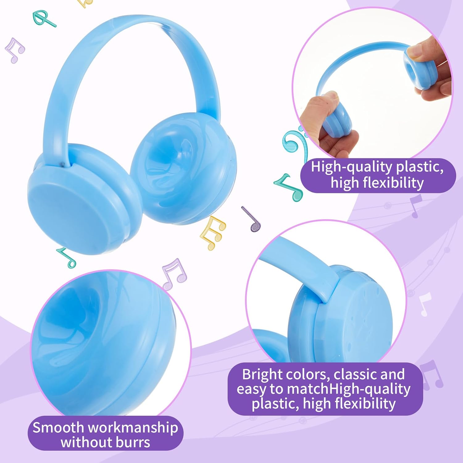 Simgoing 6 Pcs Doll Headphones Accessory (No Dolls) for 3.94-6.69 Inch (10-17cm) Dolls, Mini Headset Suitable for Daily Display, Great As a Gift