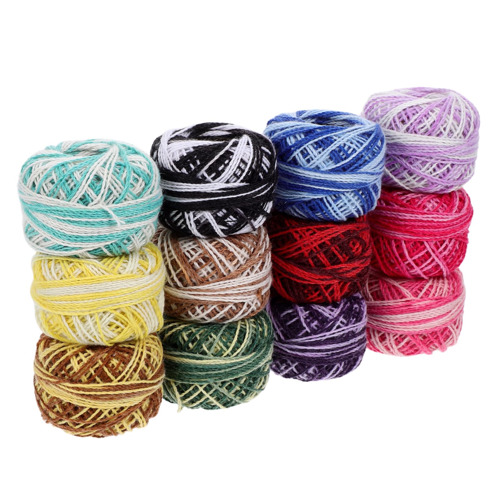 HOMSFOU Multi-Function Embroidery Thread Set 12 Rolls of Soft Cotton Yarn Ideal for Cross Stitch Crochet Use