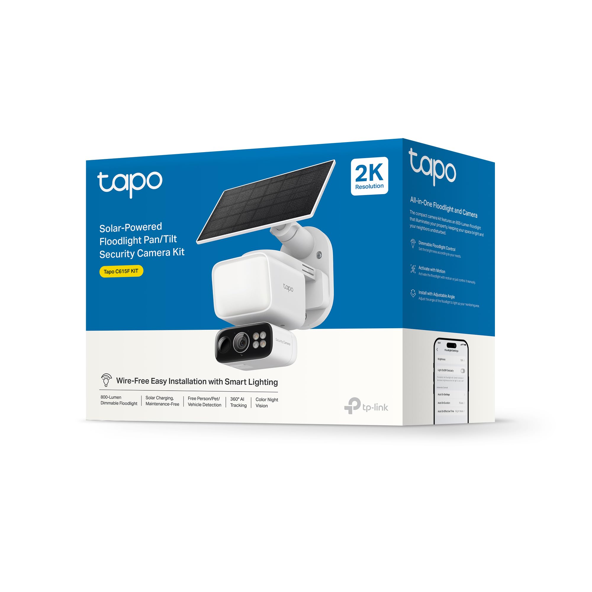 Tapo C615F KIT 360° Flutlichtkamera | Solar Überwachungskamera Außen mit Akku | 2K 3MP | KI-Erkennung | 24/7 Aufnahme | 2-Wege-Audio | Lokale MicroSD & Cloud | Kompatibel mit Alexa & Google