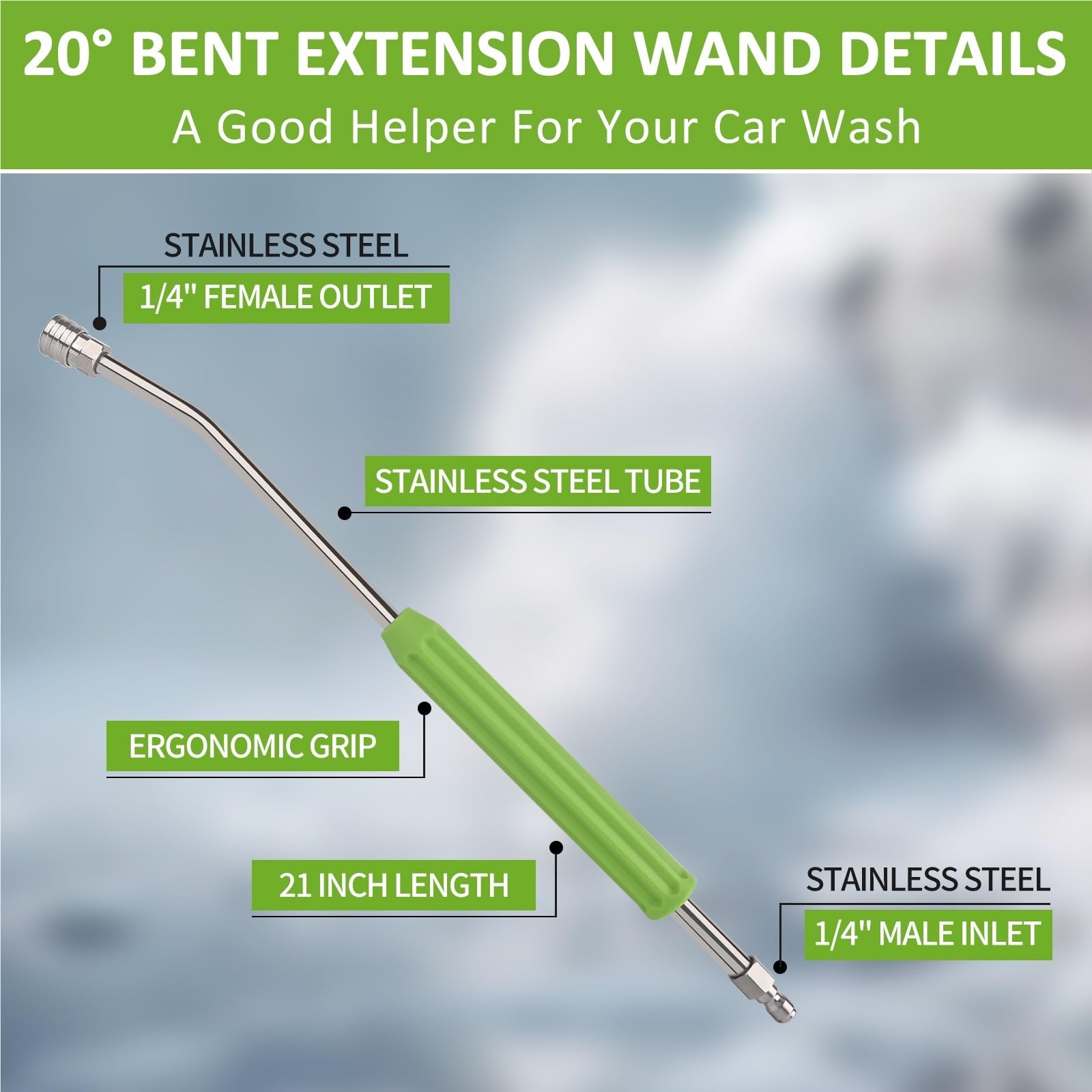 Varita de extensión for Lavadora a presión Lavado Autos, Potencia Acero Inoxidable, con Enchufe rápido 1/4" Adecuado para Jardines y azoteas(Green and Red)