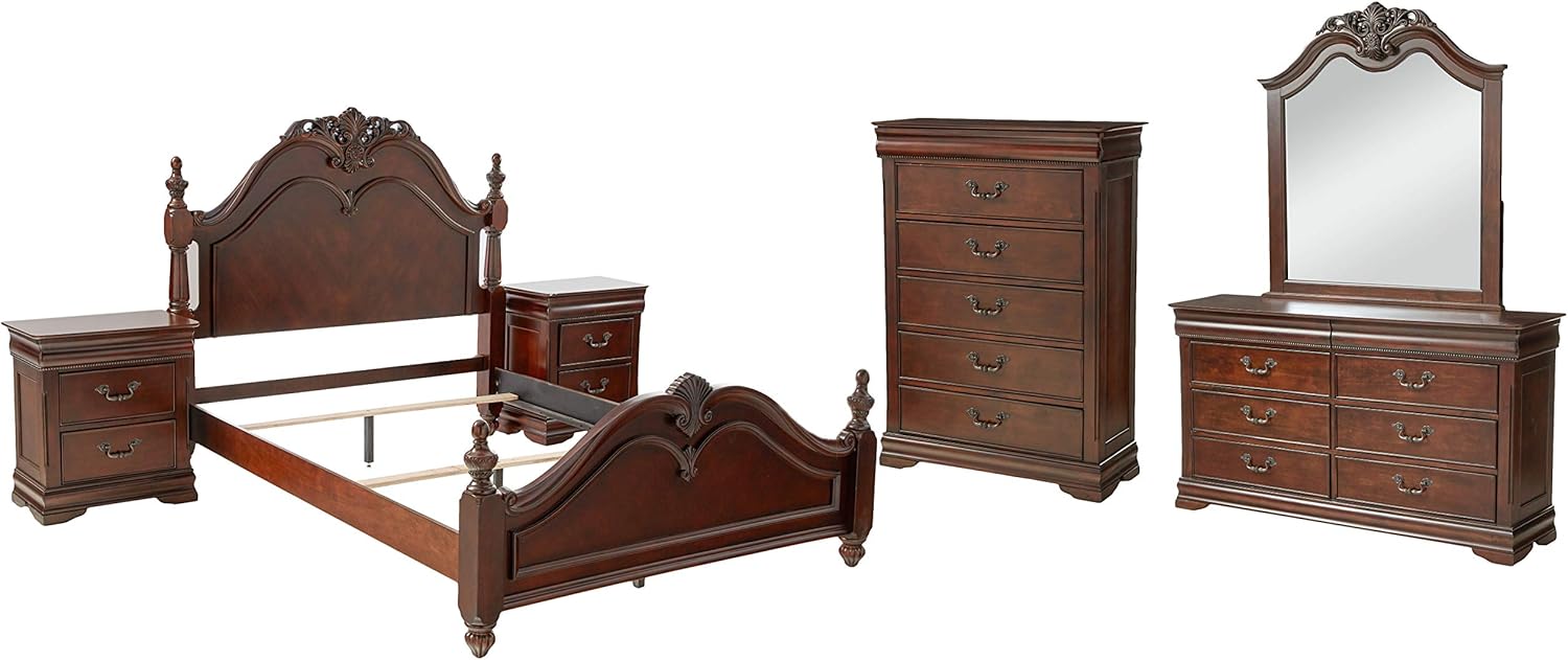 24/7 Shop at Home Lumis Traditional Bedroom set, Box Spring Required, Queen, Cherry