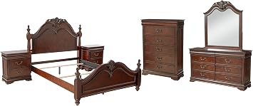 24/7 Shop at Home Bedroom set, Box Spring Required, Queen, Cherry
