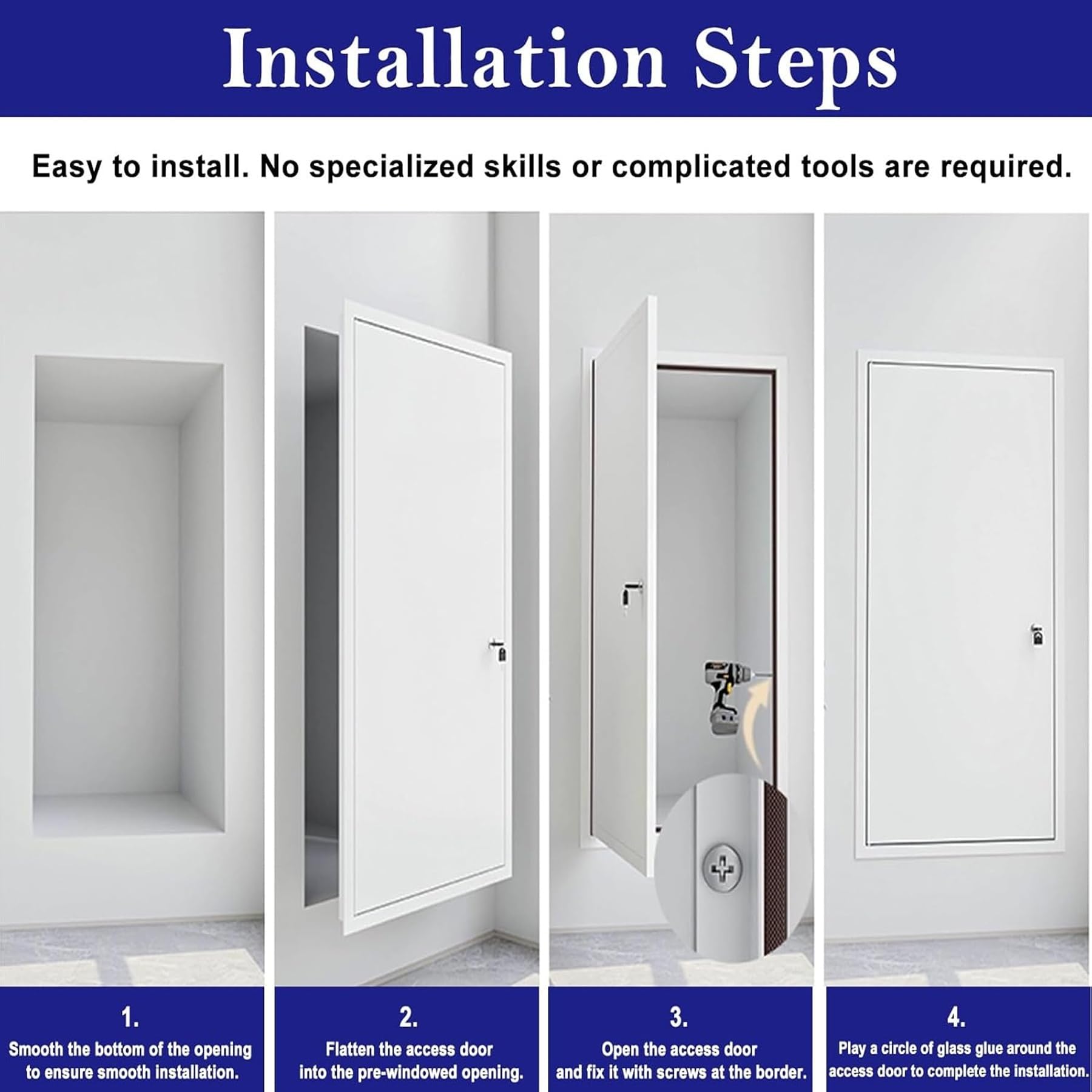 Placa de acceso de aleación de aluminio, placa de acceso para paneles de yeso, cerradura de metal blanco para puertas sanitarias, eléctricas, HVAC (51 x 127 cm)