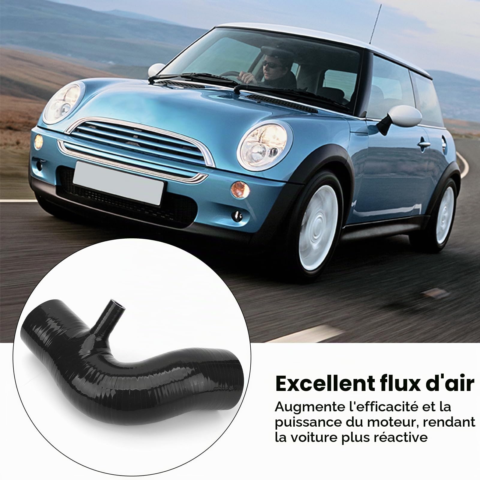 Durite d'admission d'air, Pipe d'admission en Silicone Excellentes Performances pour S R53 (Noir)