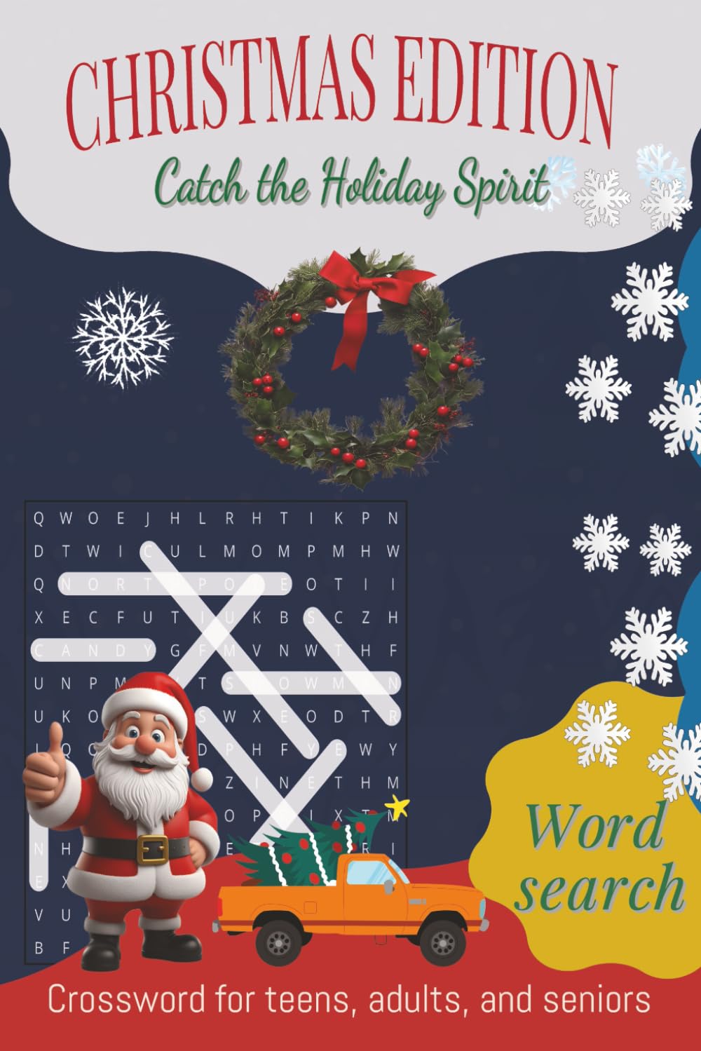 Christmas Word Search Puzzle Book: Word Searches with Easy to Read Print about Christmas, Entertaining & Holidays and More | 6x9 inches, 110 pages | 50+ Puzzles ... Gift for Vacations