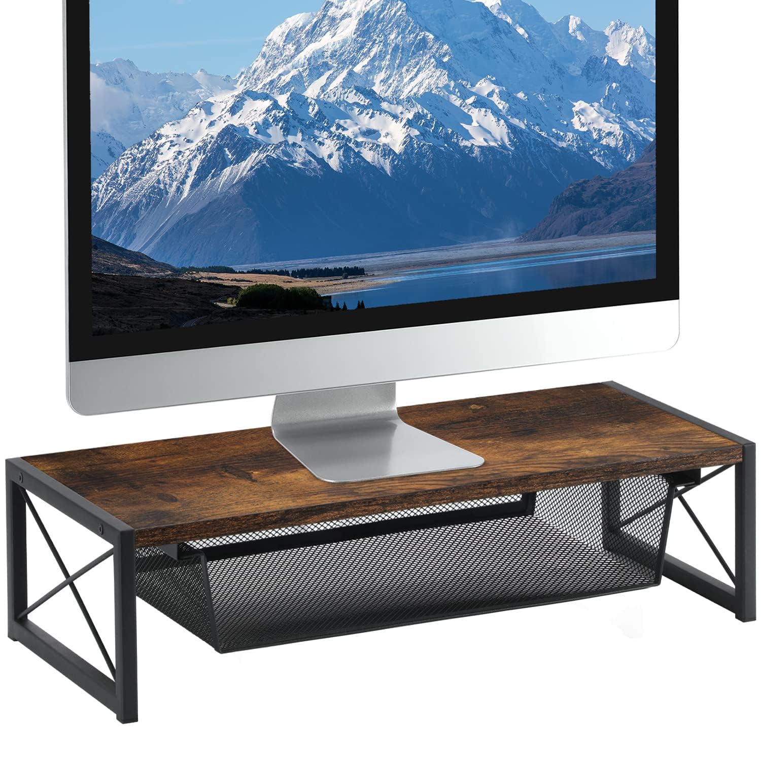 Monitor Stand Riser with Storage Drawer, 21.6 Inch Desktop Shelf Organizer, Ergonomic Desk & Tabletop Monitor Stand for Laptop, Computer, MacBook, Notebook, PC