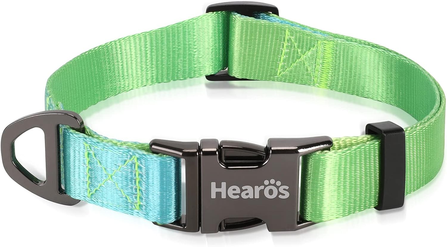 Hearos Dog Collar Ombre Color,Soft Buckle Comfortable Nylon Adjustable Pet Collars for Large,Medium,Small Puppy Dogs (Green, Medium)