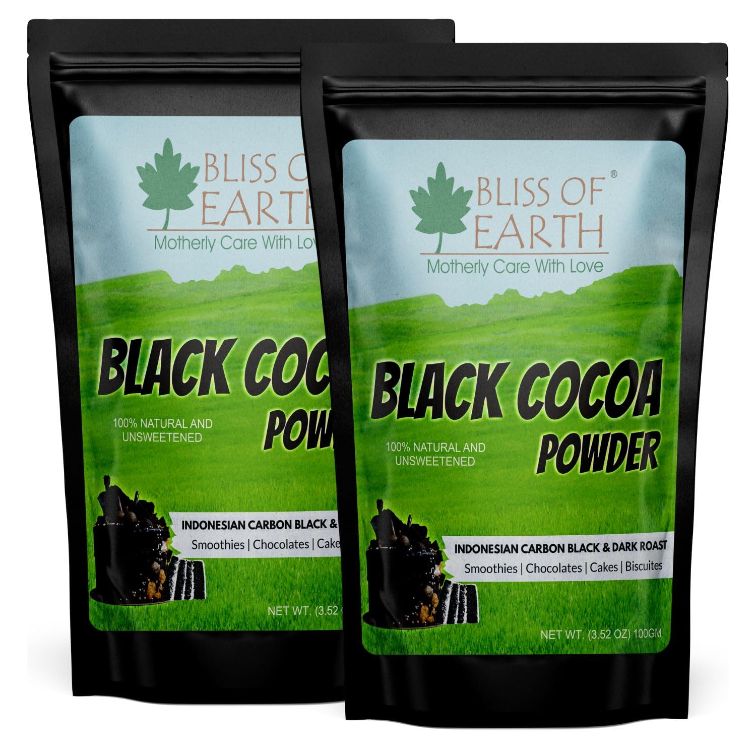 Bliss of Earth Black Cocoa Powder Natural and Unsweetened Carbon Black & Dark Roast Perfect for Cooking & Baking Cakes, Biscuits, Oreo, Chocolates, Smoothies 2X100GM