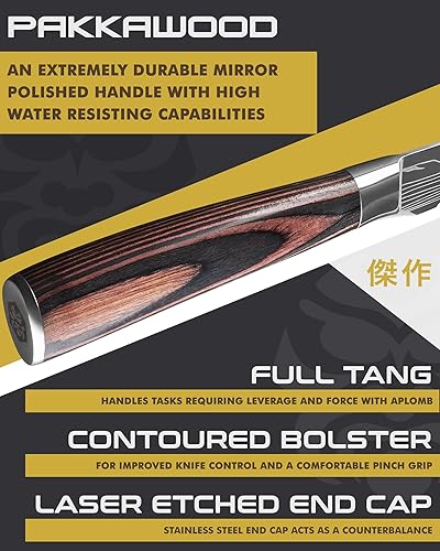 Miniatura 4 de KESSAKU Cuchillo multiusos dentado de 5.5 pulgadas - Serie Samurai - Cuchillo de cocina afilado - Acero inoxidable de alto carbono forjado 7Cr17MoV