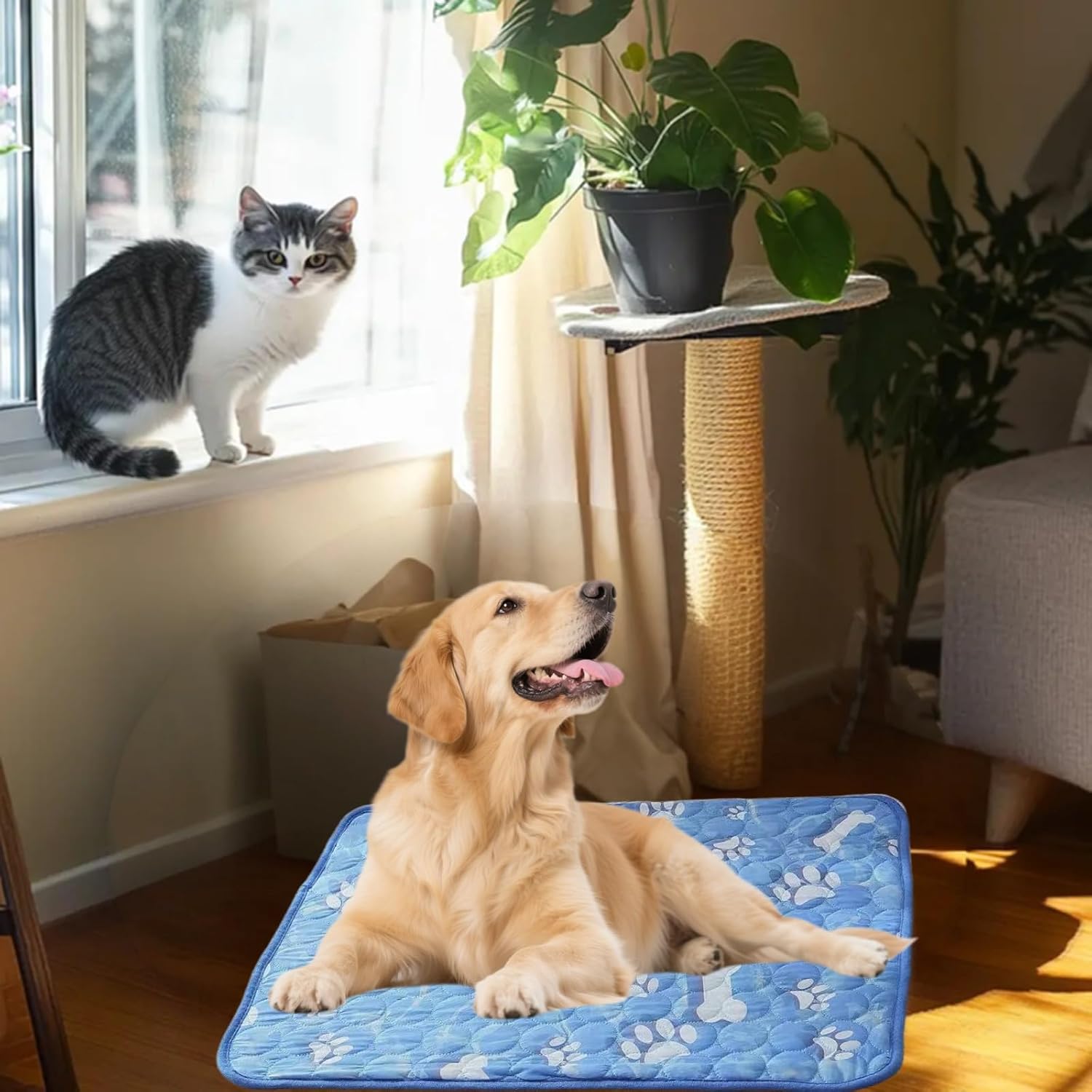 XL Dog Cooling Mat 39.37x27.56 Inches - Self Cooling Pad for Large Breeds, Portable Pet Cooling Pad for Crate & Outdoor Use, Durable Oxford Fabric (XL, Dogs & Cats)