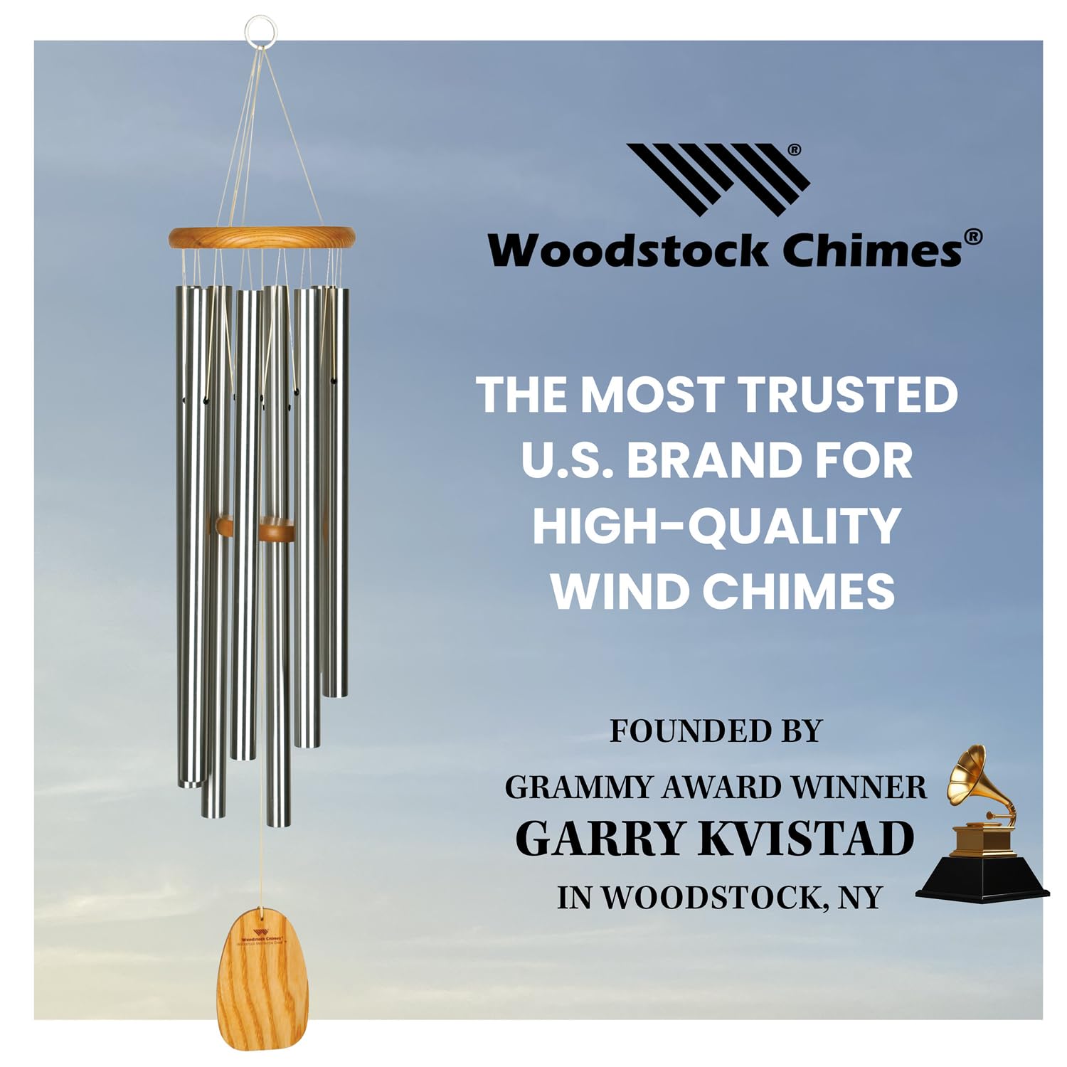 Woodstock Windspiel Meditation Chime, Silber, 99,8 cm