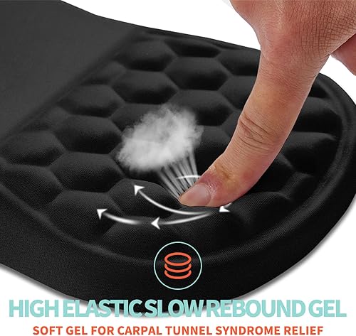 Miniatura 2 de Alfombrilla ergonómica para mouse con soporte de muñeca con espuma viscoelástica, almohadilla de masaje para aliviar el dolor del túnel carpiano,