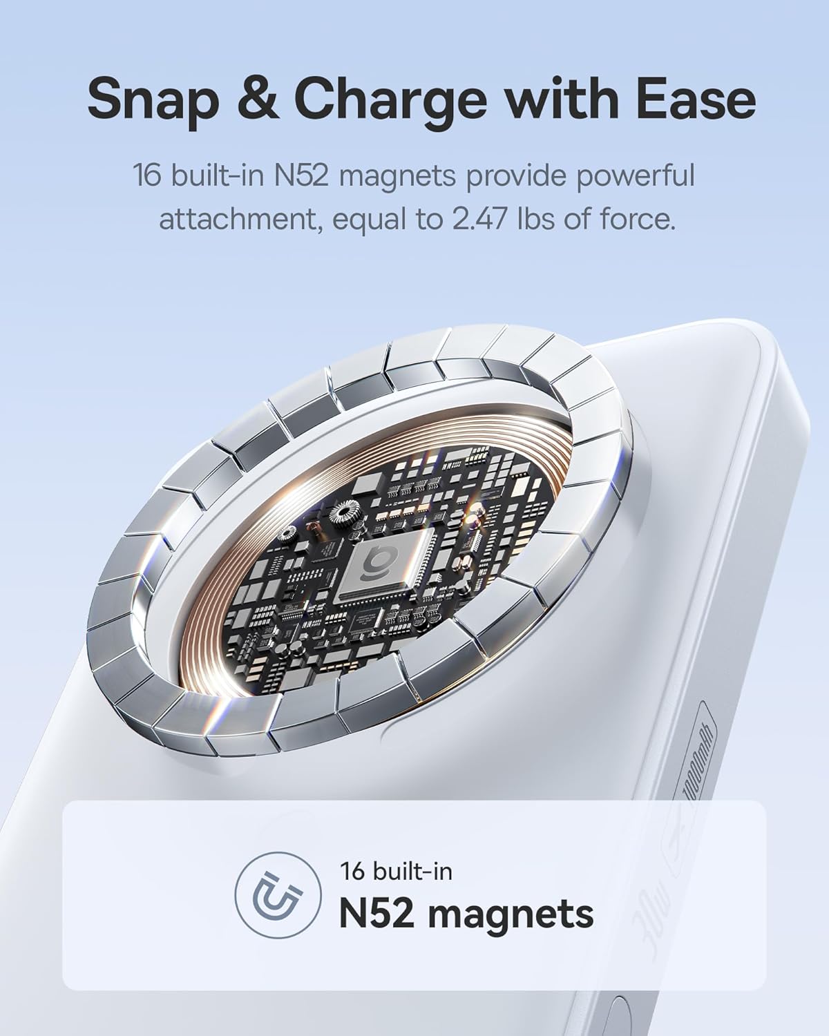 Baseus Magsafe Power Bank, 10,000mAh 30W Magnetic Portable Charger, Fast Charging Wireless Battery Pack with Built-in Braided USB-C Cable for iPhone 17 Pro Max/Air/16/15/14/13, AirPods, iPad and More