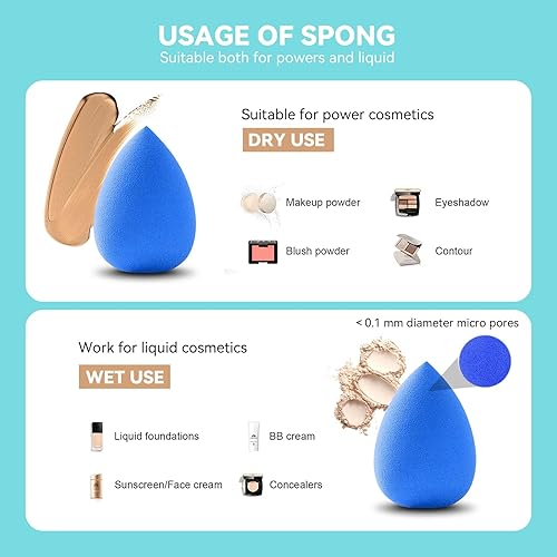 Miniatura 3 de Wiko Juego de 12 esponjas de maquillaje para base y corrector, sin látex, licuadora de maquillaje para crema en polvo y líquido, súper suave Wonder