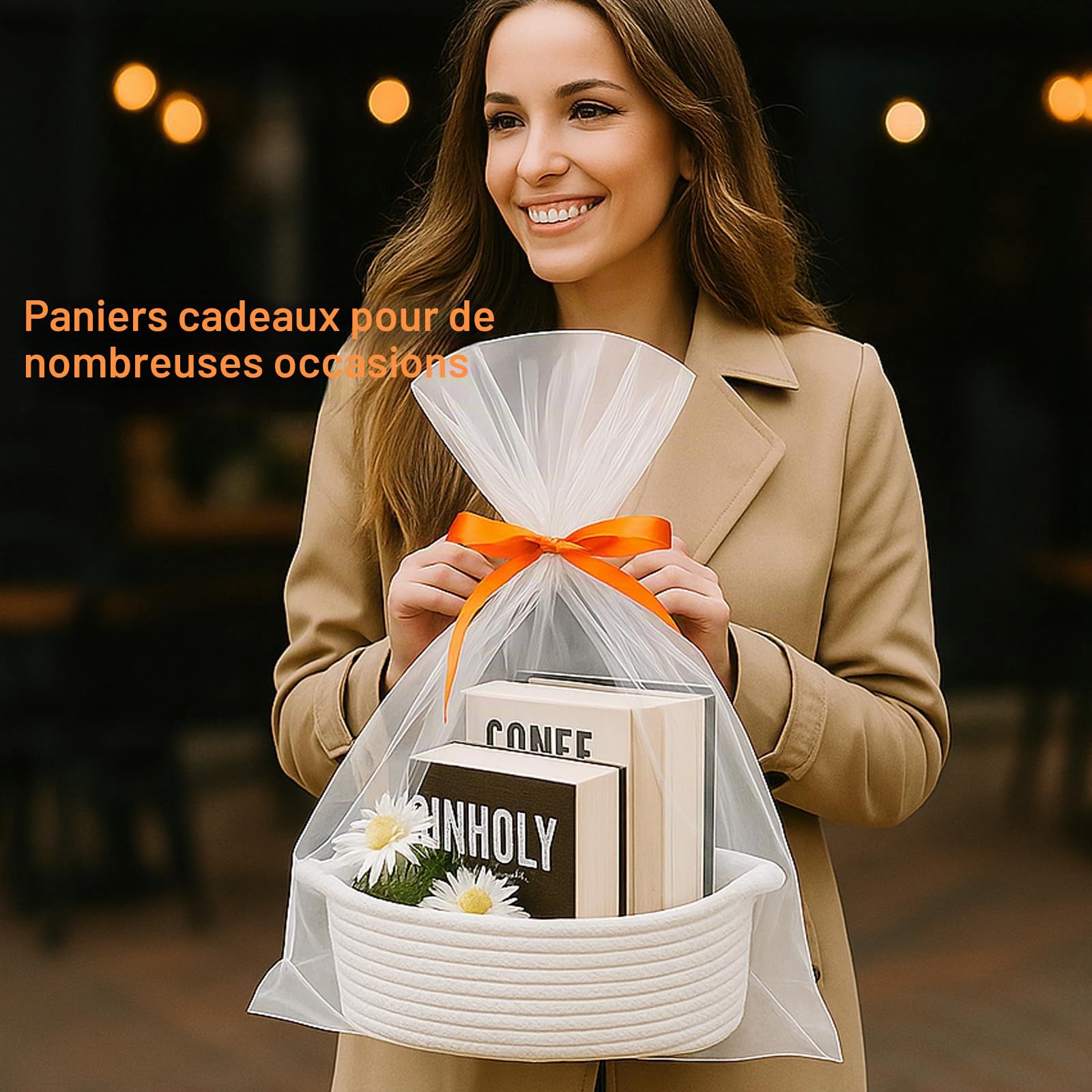 APOMOONS Panier Cadeau Vide à Garnir Tressé avec Sacs Cadeaux et Rubans, Panier Garni A Offrir Panier de Présentation Vide pour Fête Prénatale, Anniversaire, Mariage, Pâques