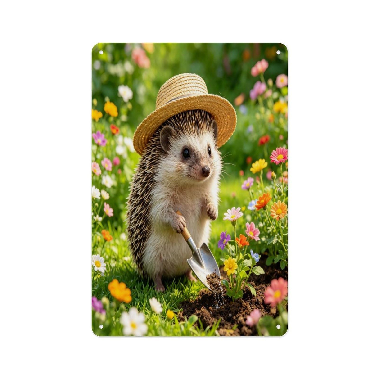 Fekiloot Style Cute Hedgehog Wall Decor Metal Signs Tin Signs Poster