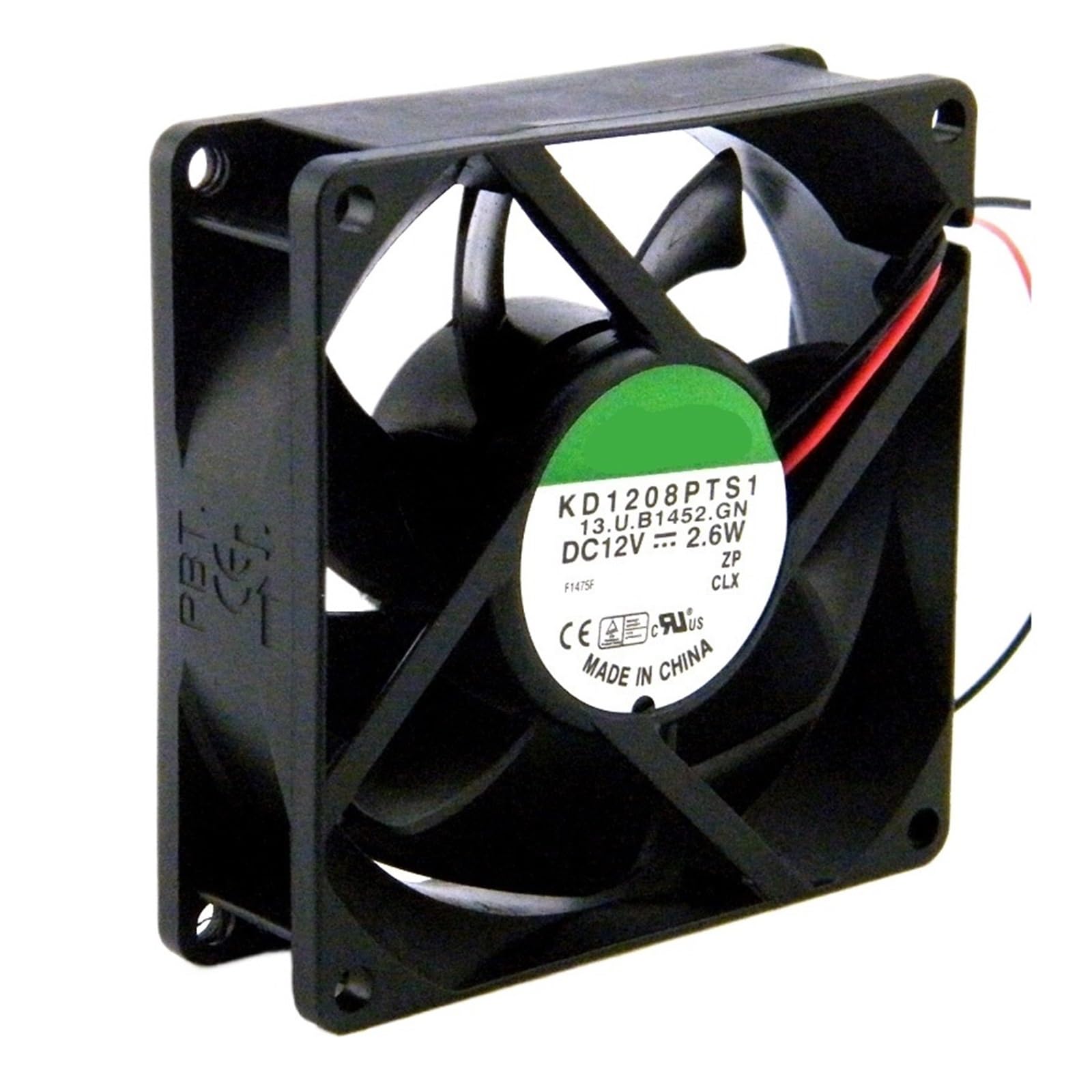 UWUKCJOKQ 12V 2.6W KD1208PTS1 2Wire Cooling Fan 8cm 8025 80x80x25mm 37CFM