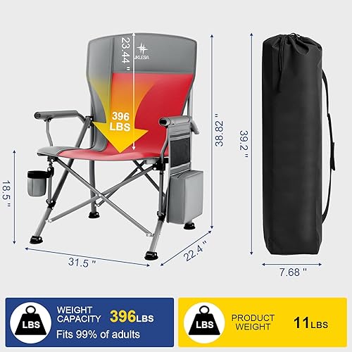 Miniatura 2 de Silla de campamento XL resistente con capacidad de 396 libras (525 libras máxima)  Oxford 1680D impermeable  Asiento acolchado de gran tamaño de 2
