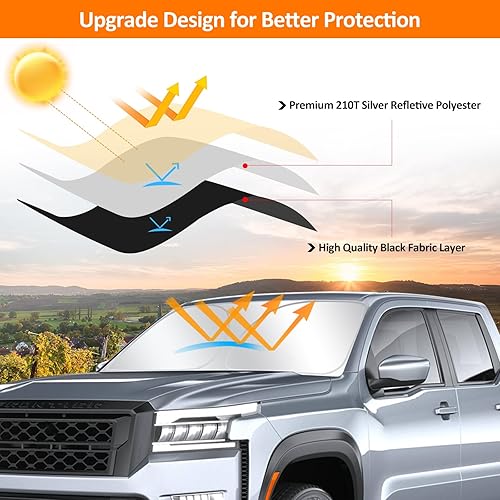 Miniatura 3 de D-Lumina Parasol para parabrisas delantero para Ni-ssan Frontier 2022, 2023, 2024 2025, parasol plegable para ventana delantera para rayos UV y