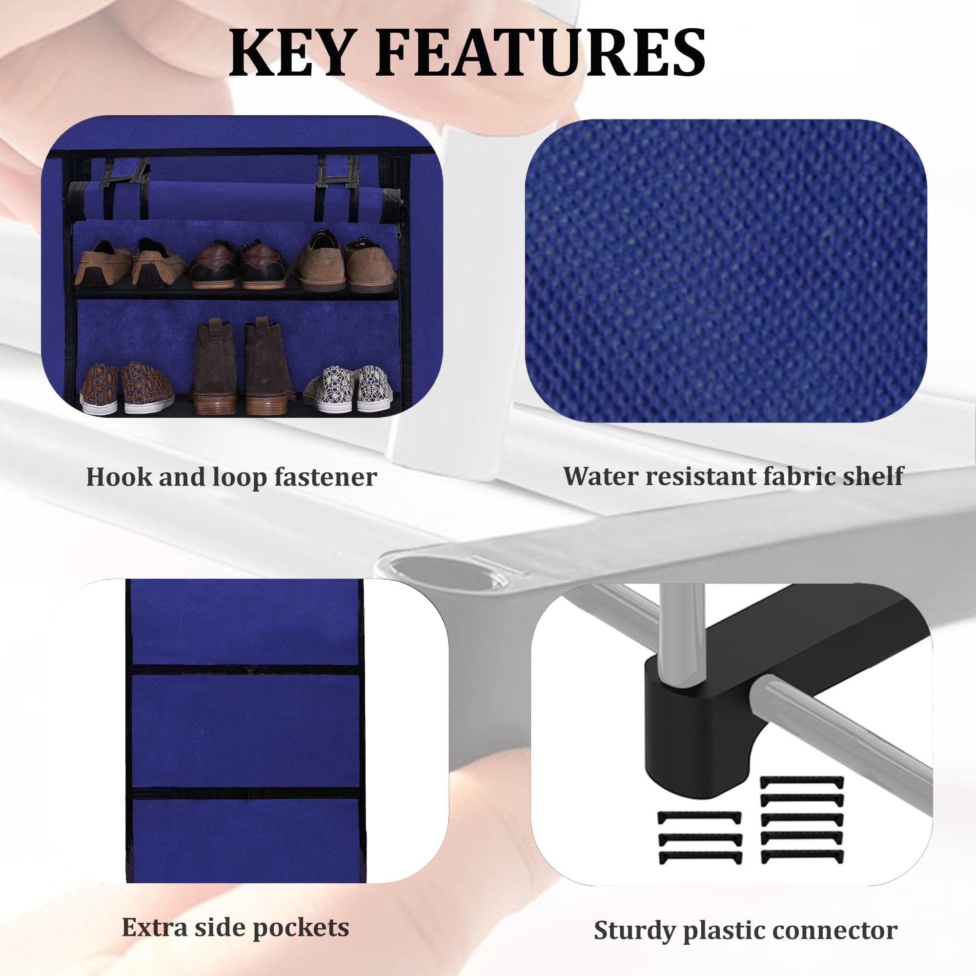 RAXON WORLD Metal Shoe Rack for Home Organizer | Multipurpose Use in Indoor, Outdoor, Living Room, Bedroom, Office, Library & Closet | Easy Foldable & Portable (Blue, 43 Inch) 4