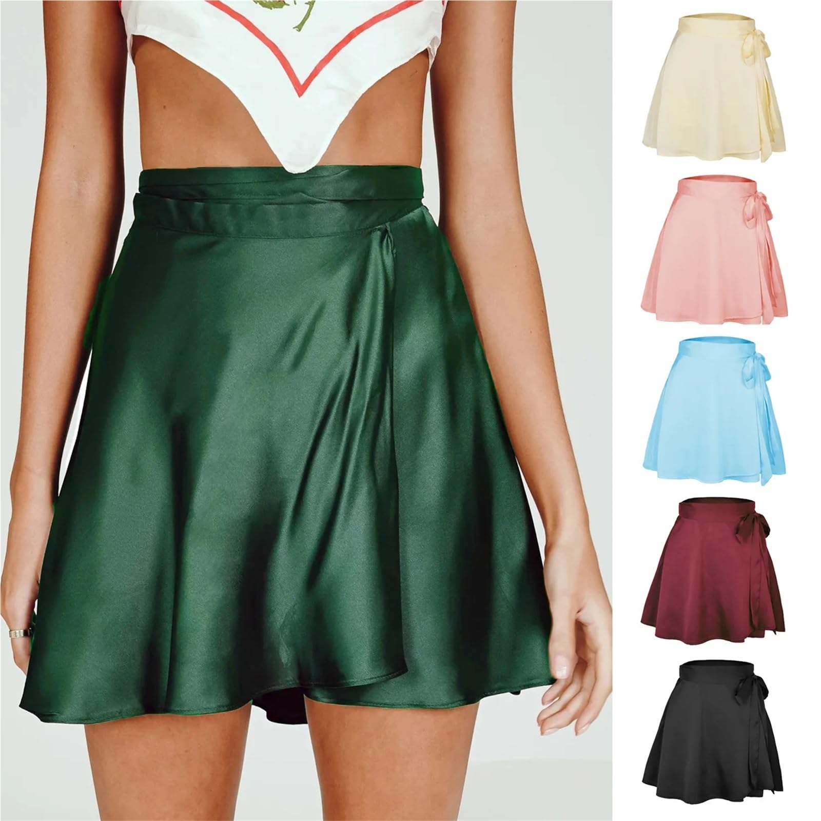 Falda de Baile Cintura Ajustable Lazos Falda con Cordones y Cinta for Mujer, Falda Acampanada de Gasa con Cintura elástica Alta for Mujer(9Black,XL)
