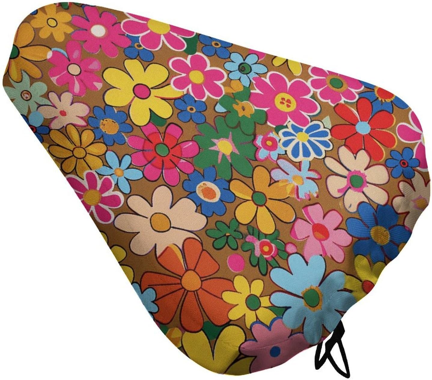 Bright Flower Style Bike Seat Cover Water-Repellent Exercise Bike Seat Cushion Bicycle Saddle Cover with Drawstring Rain Snow Dust Covers for City Mountain Road Biking