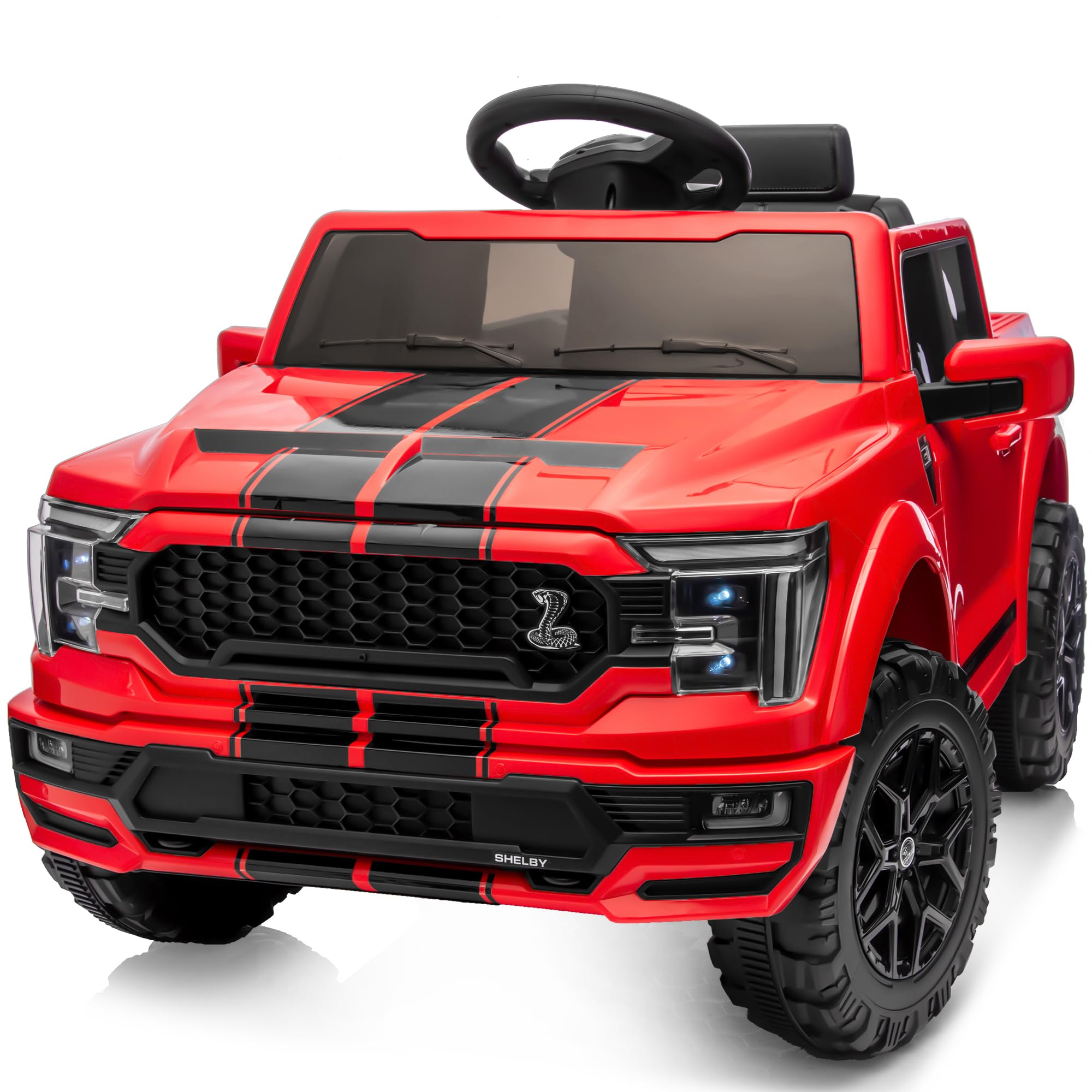 Hikiddo Ford Shelby F-150 Lizenziertes Kinder Elektroauto, 12V Elektroauto für Kinder ab 3 Jahre mit Fernbedienung - Rot