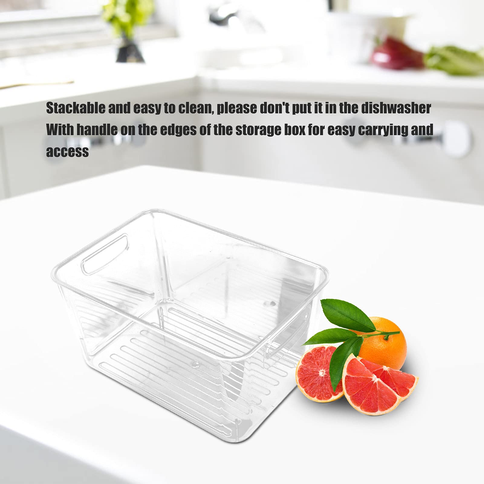 für Küchenorganisatoren, 4PCS Transparente Lagerbehälter für Kühlschrank und Schrank, Plastikkörbe mit Deckel für die Lagerung von Lebensmitteln, klare stapelbare Kisten