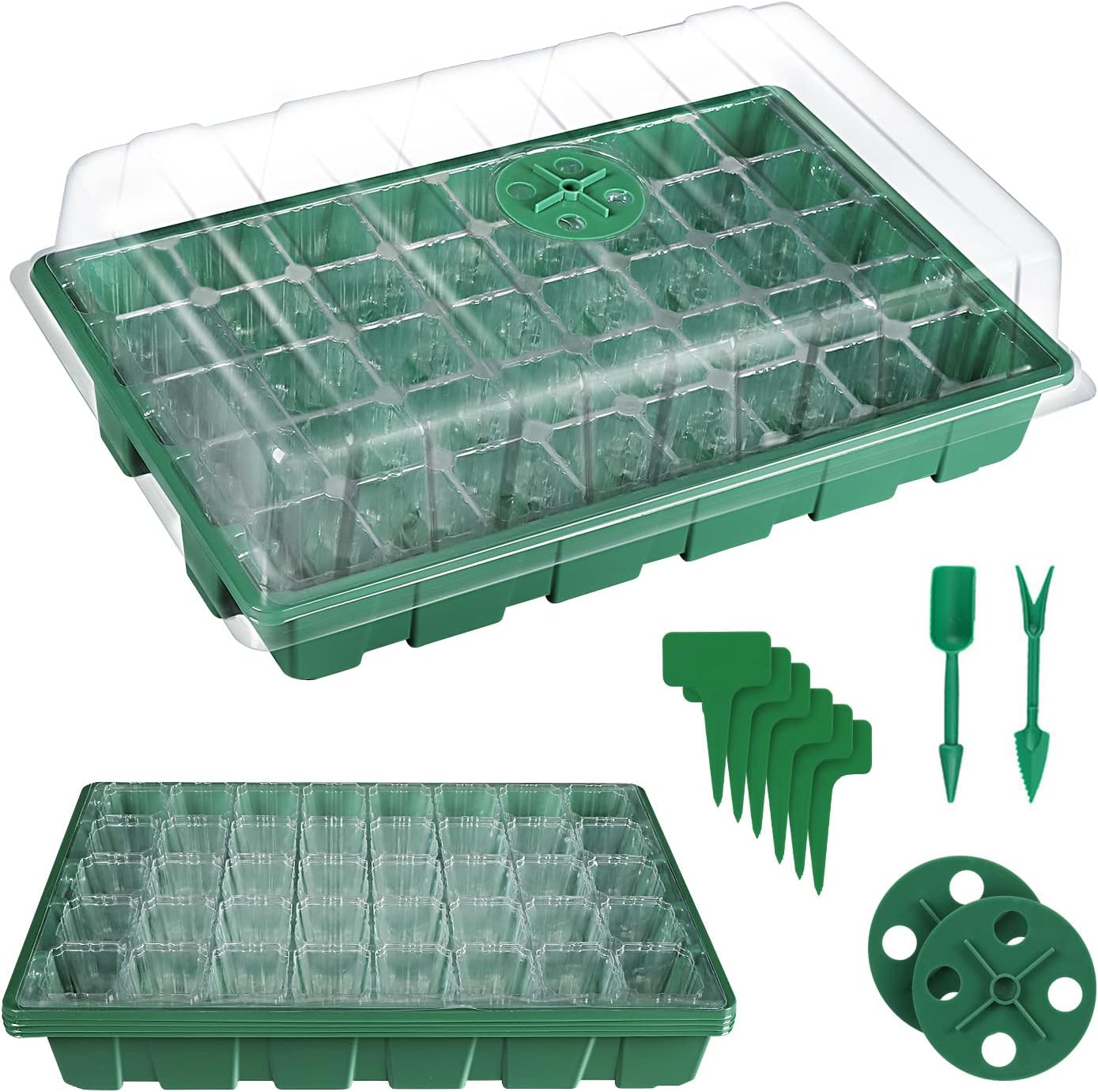 Sunbroaden 5 Packs Seed Starter Tray, Seed Starter Kit with Humidity Dome 200 Cell Reusable and Durable Seed Starting Trays, Plant Starter Trays Indoor for Seedlings (40 Cells per Tray)