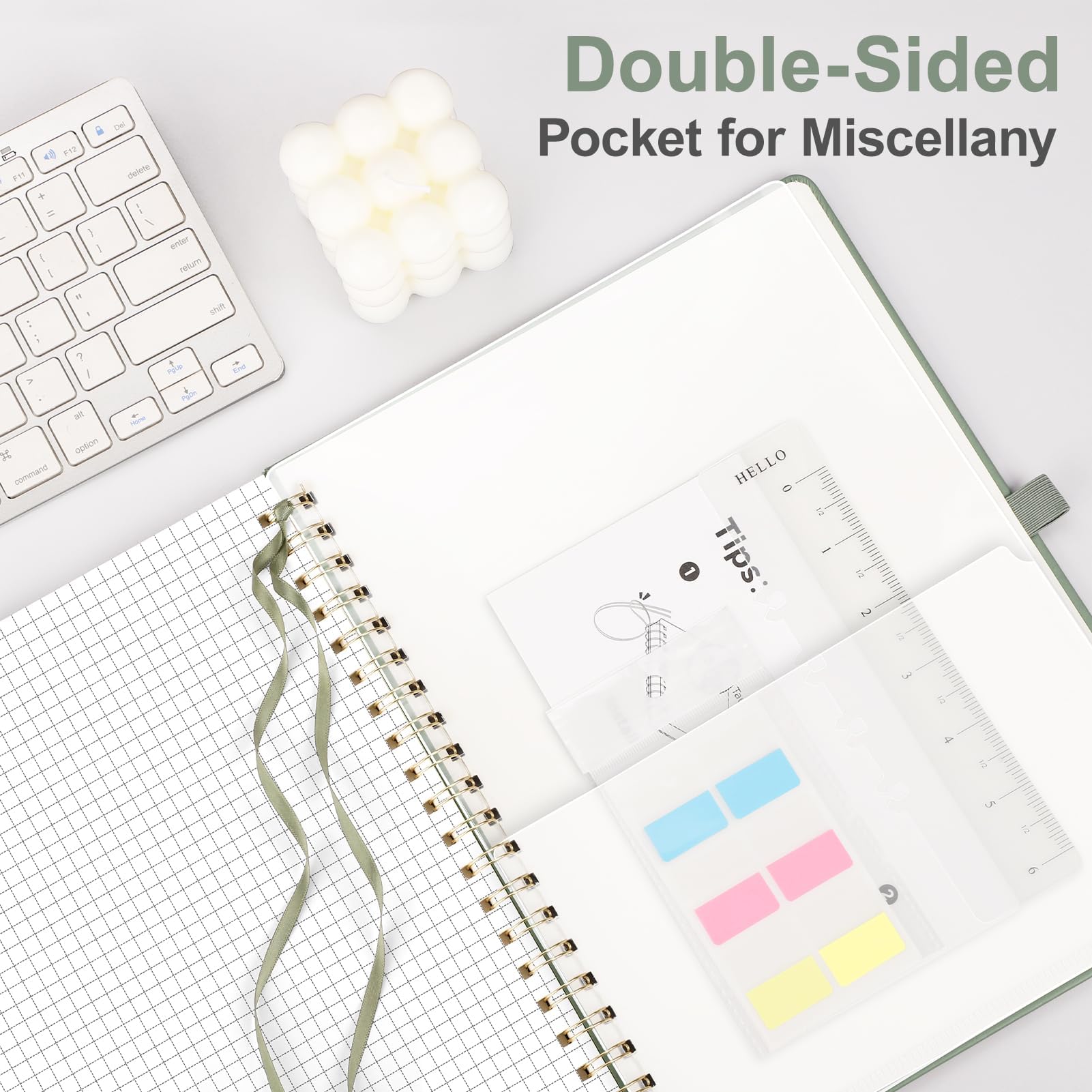 AHGXG Cuaderno de papel cuadriculado, cuaderno en espiral de 8.5 x 11 pulgadas, cuaderno de cuadrícula grande de cuero de tapa dura A4, papel gráfico grueso de 100 g/m², diarios para escritura