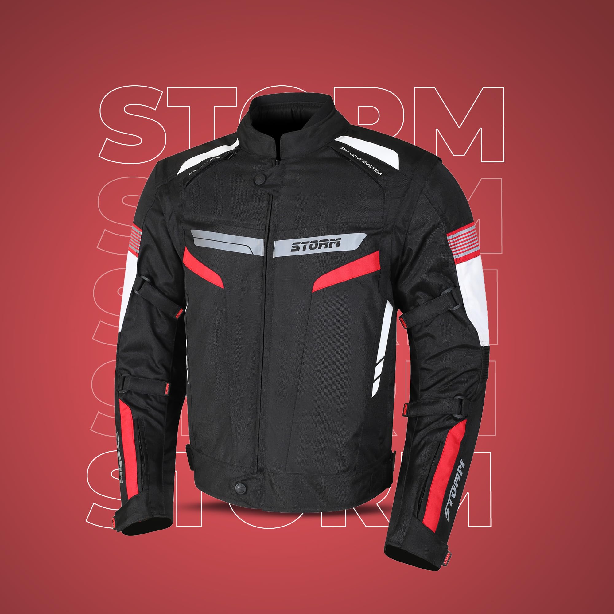 Generico Kurtka motocyklowa z tkaniny, 4 pory roku, ochrona CE, odpinana, wodoodporna podszewka, czarny, czerwony, 3XL
