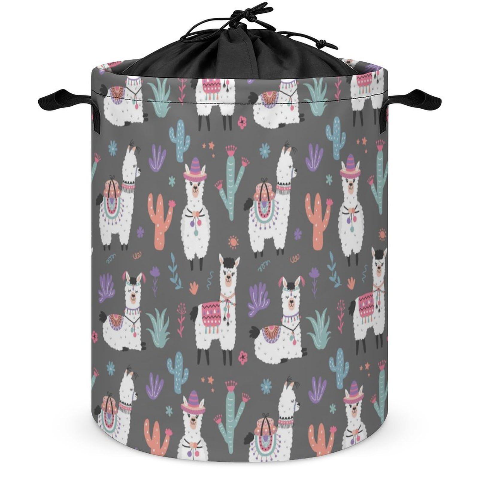 Wlntrophic Drawstring Laundry Hamper, Alpaca Laundry Basket, Washing Basket with Handle