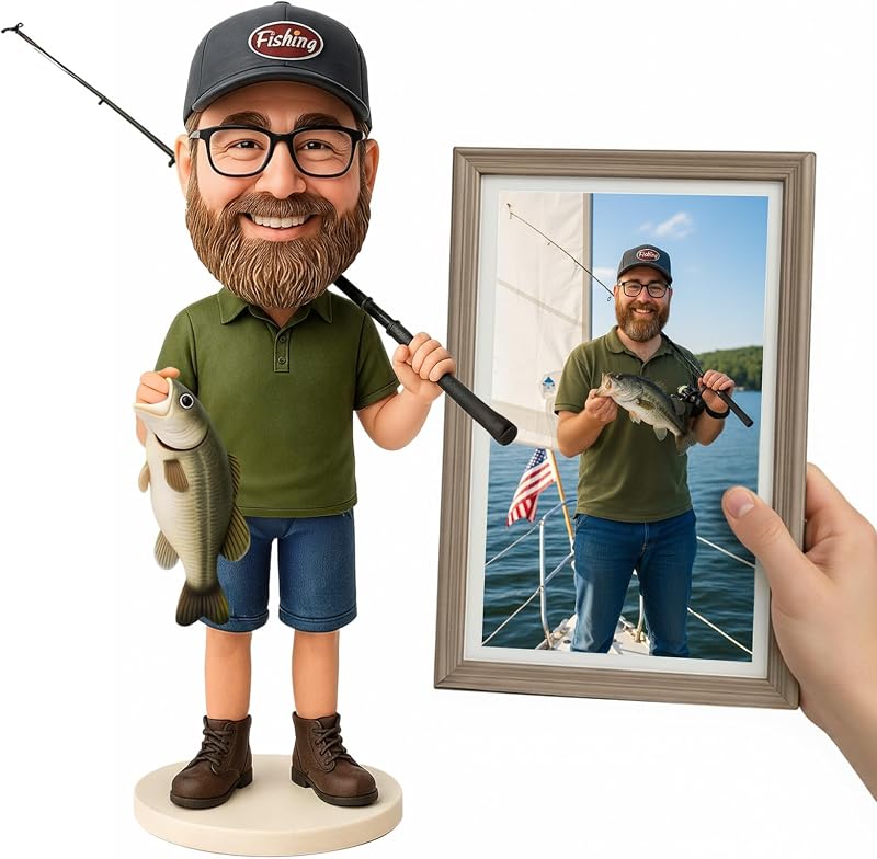 Custom Bobblehead, 6/7/8 inch Personalized Bobble Heads Fisherman