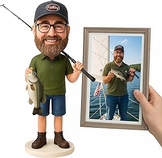 Custom Bobblehead, 6/7/8 inch Personalized Customized Bobbleheads Customization Dolls Figure Handmade Sculpture Gifts Based on Your Photos for Boyfriend, Husband, Friends(A Fisherman)